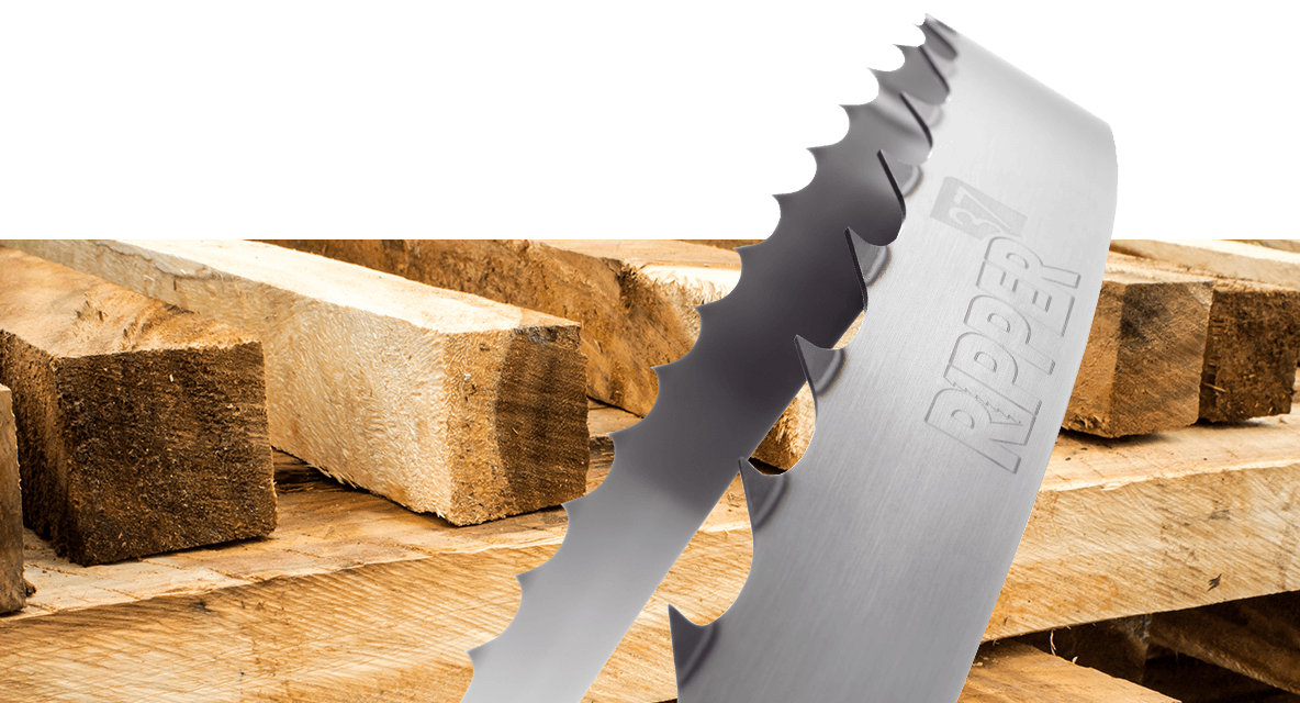 Ripper37 saw mill blades on pile of rough sawn timber