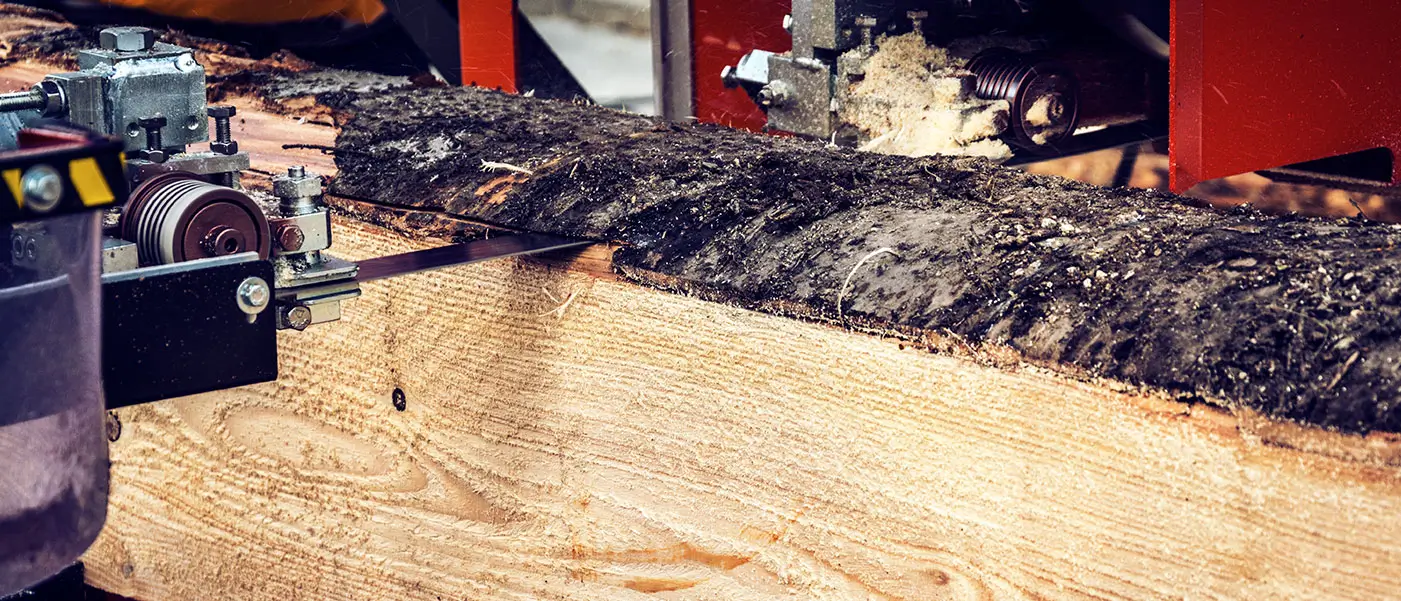 close up of ripper37-sawmill-blades-cutting timber log